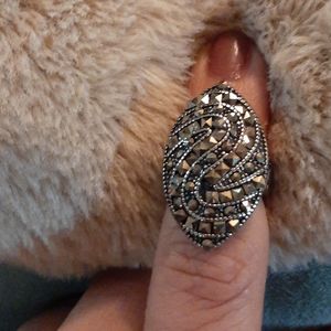 Swiss Marcasite Stainless Steel Ring